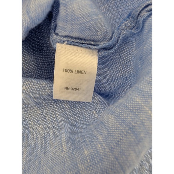 J. Jill Love Linen Tunic Shirt Womens XL Blue Button Down Long Sleeve Slit Hem - Picture 5 of 8